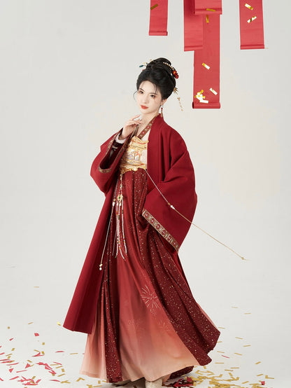 Tang Dynasty Hanfu, Heziqun, Modern Dress, Flower Fireworks 花焰 (Preorder)