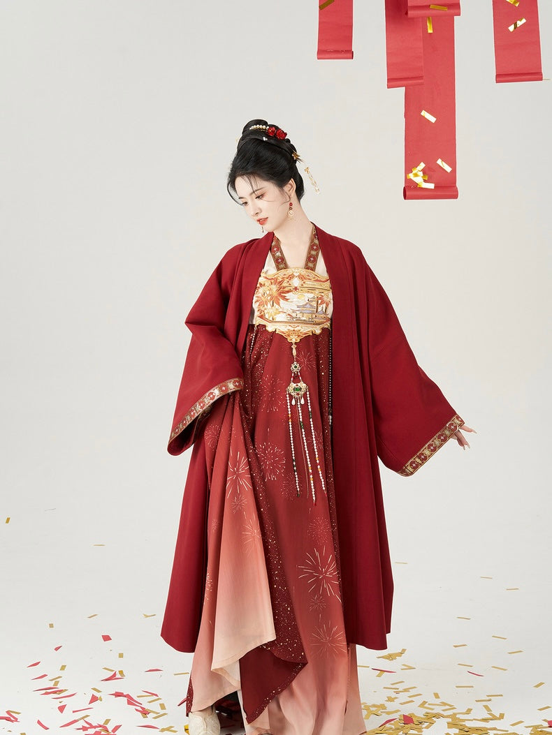 Tang Dynasty Hanfu, Heziqun, Modern Dress, Flower Fireworks 花焰 (Preorder)