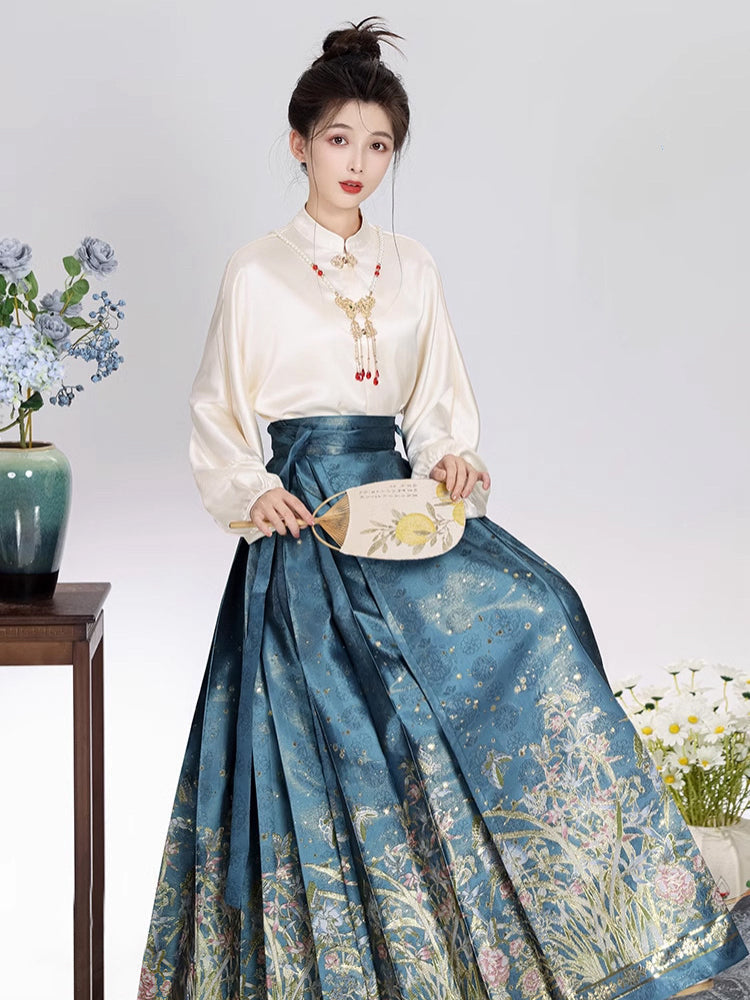 Salvia Modern Ming Style Hanfu Mamian Skirt Set