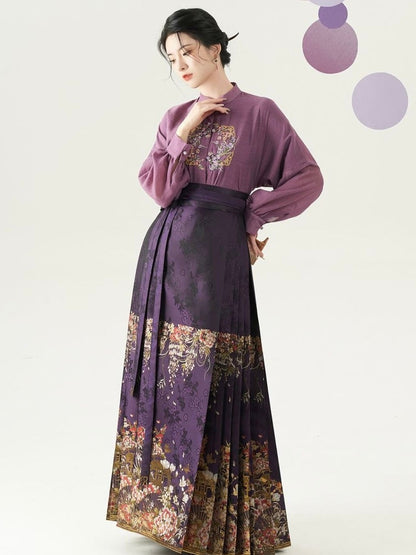 Wisteria Vines Modern Ming Style Hanfu x Mamian Skirt