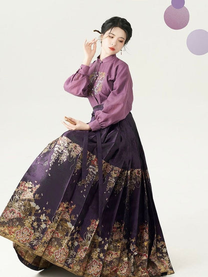 Wisteria Vines Modern Ming Style Hanfu x Mamian Skirt
