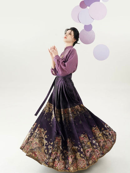 Wisteria Vines Modern Ming Style Hanfu x Mamian Skirt