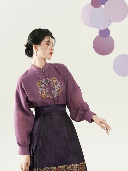 Wisteria Vines Modern Ming Style Hanfu x Mamian Skirt