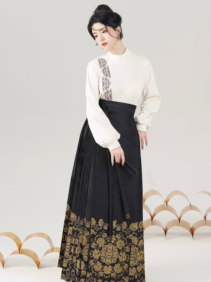 Night Fleur Modern Ming Style Hanfu x Mamian Skirt