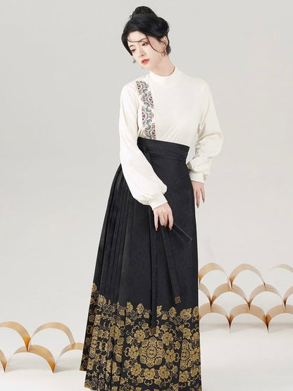 Night Fleur Modern Ming Style Hanfu x Mamian Skirt