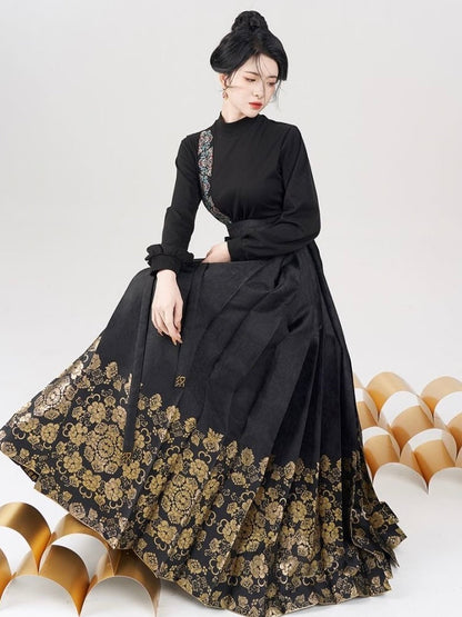 Night Fleur Modern Ming Style Hanfu x Mamian Skirt