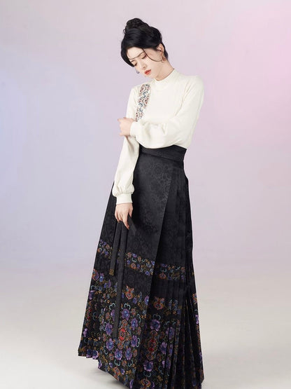 Night Fleur Modern Ming Style Hanfu x Mamian Skirt