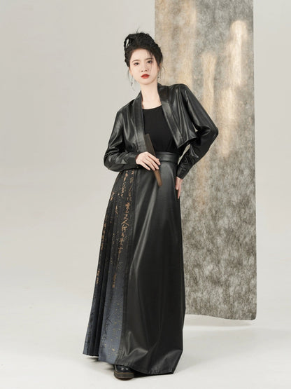 Leatherite Modern Ming Style Mamian Skirt Hanfu