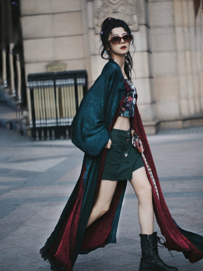 Tang Dynasty Hanfu Robe - Emerald Scarlet 墨翠赤岭