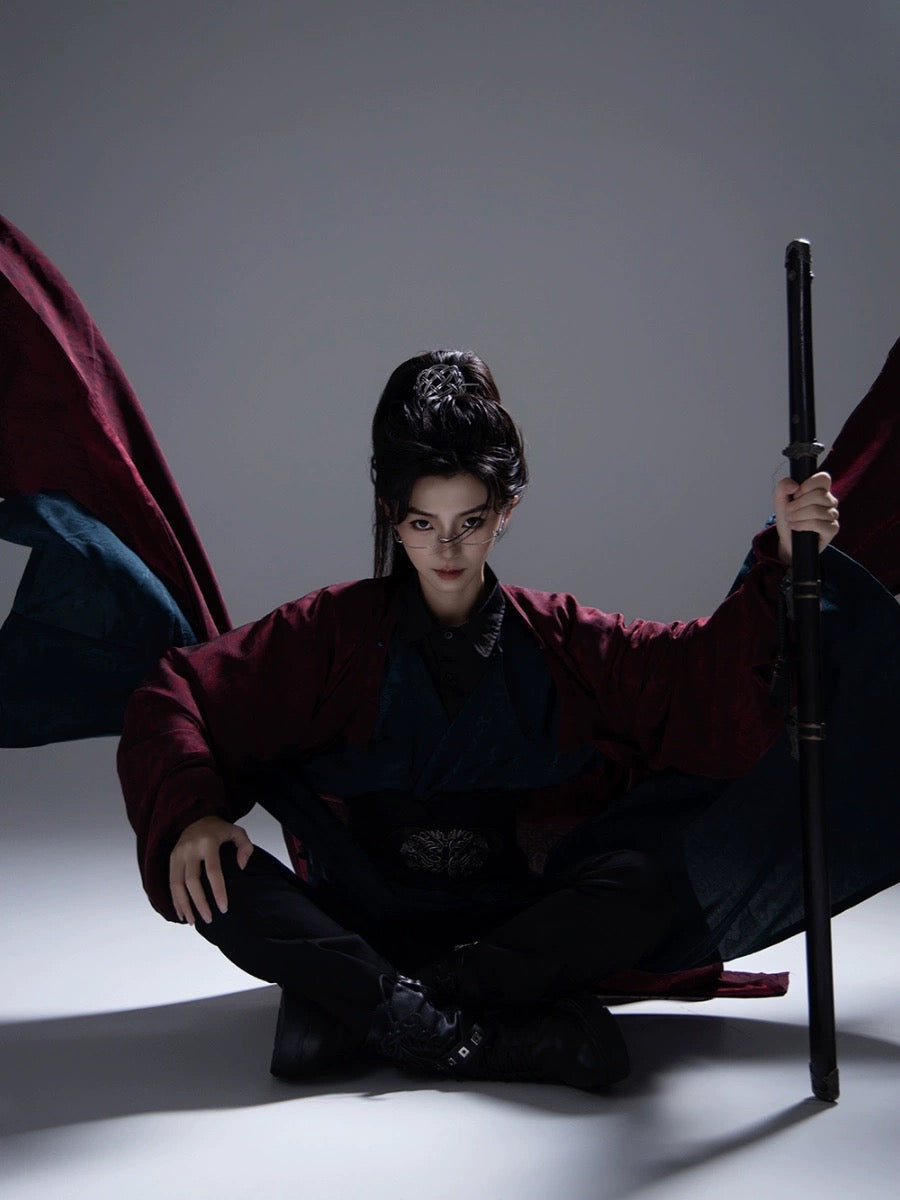 Tang Dynasty Hanfu Robe - Emerald Scarlet 墨翠赤岭