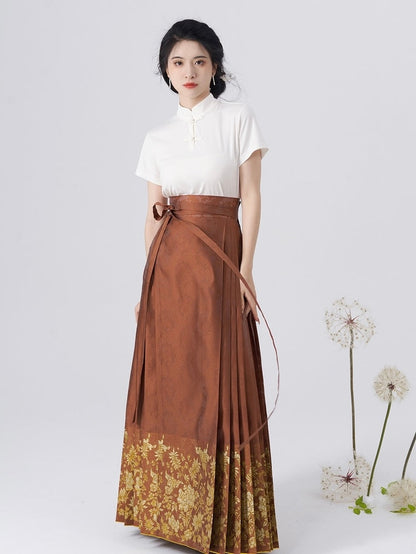 Ming Dynasty Modern Hanfu, Mamianqun, Amber (Preorder)