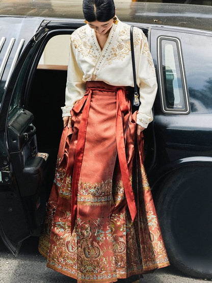 Ming Dynasty Modern Hanfu, Mamianqun, Tea Ceremony, Bridal, Dewspark (Preorder)