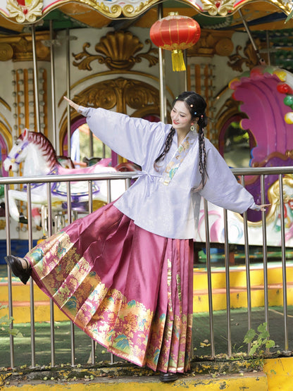 Cotton Candy Ming Style Mamian Skirt Hanfu