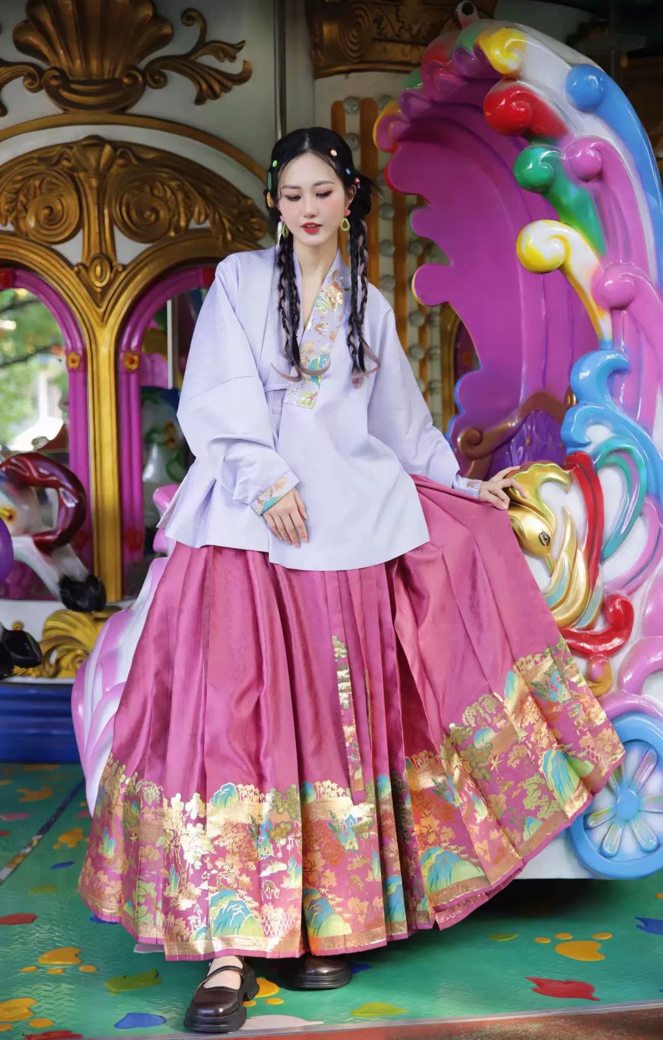 Cotton Candy Ming Style Mamian Skirt Hanfu