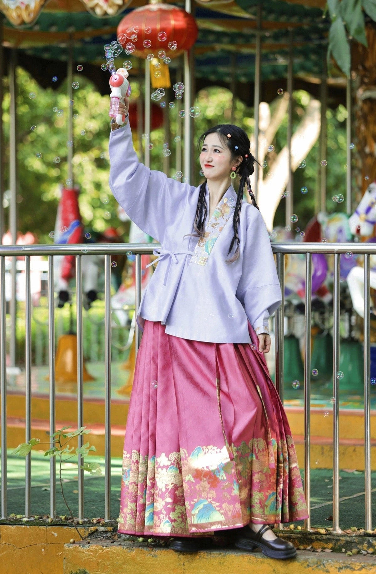 Cotton Candy Ming Style Mamian Skirt Hanfu