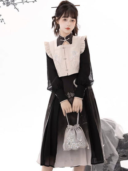 Sliver Modern Ming Style Hanfu Midi Dress