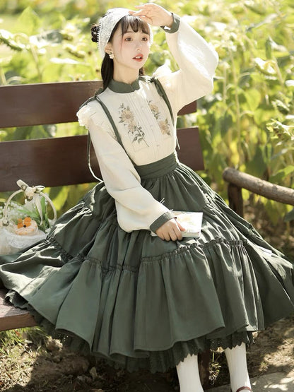 Qi Lolita Ming Dynasty Hanfu Cottage Inspired Costume, Maiden