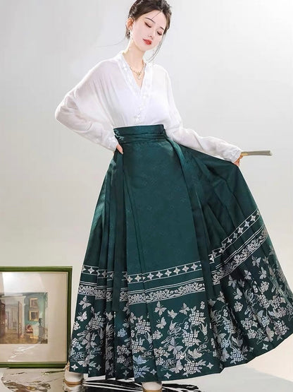 Ming Dynasty Modern Hanfu, Mamianqun, Tealine