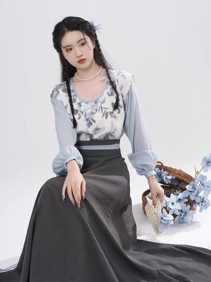 Jaylin Modern Hanfu Tang Style Square Collar Set