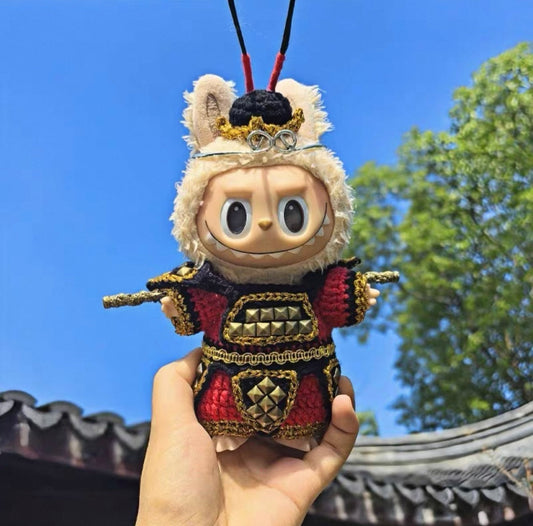 17cm Labubu Plush Doll Traditional Costume - Monkey God Wu Kong