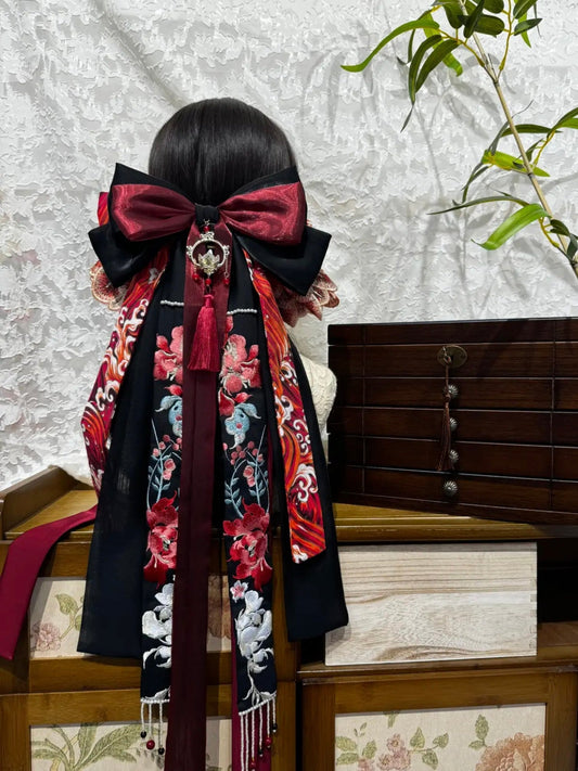 Large Oriental Hair Bows: Night Garden
