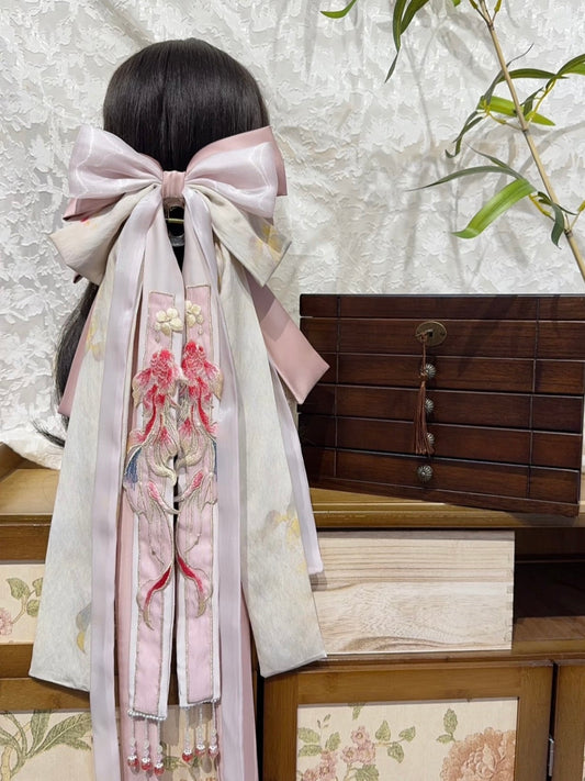 Large Oriental Hair Bows: Blushing Kois