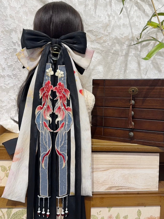 Large Oriental Hair Bows: Night Kois