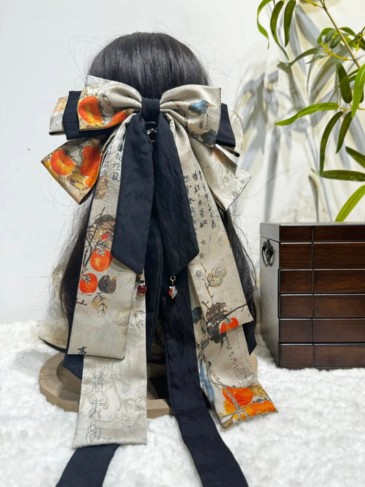 Large Oriental Hair Bows: Persimmon