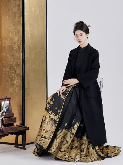 Ming Dynasty Modern Hanfu, Mamianqun, Golden Dragon (Preorder)