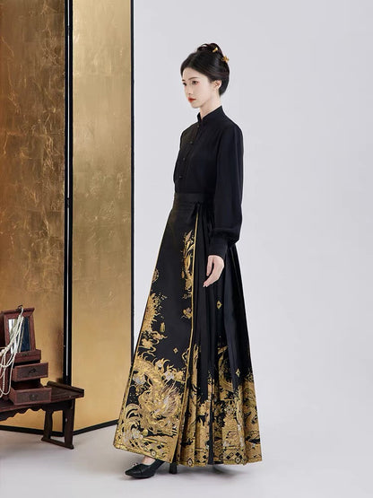 Ming Dynasty Modern Hanfu, Mamianqun, Golden Dragon (Preorder)