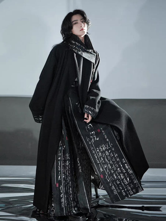 New Chinese Style Coat - Dark Calligraphy 书法 (Preorder)