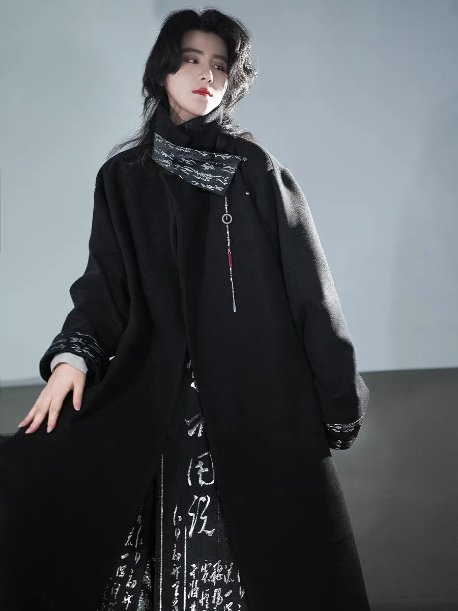 New Chinese Style Coat - Dark Calligraphy 书法 (Preorder)