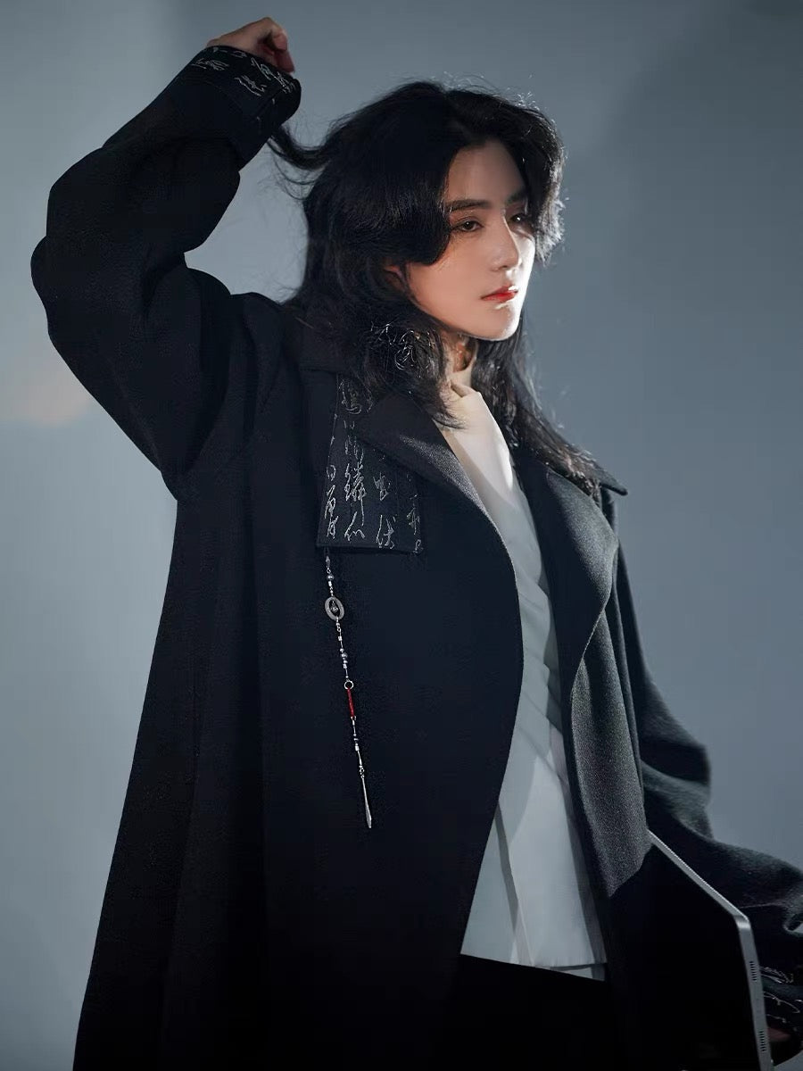 New Chinese Style Coat - Dark Calligraphy 书法 (Preorder)