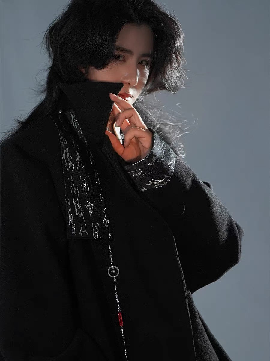 New Chinese Style Coat - Dark Calligraphy 书法 (Preorder)