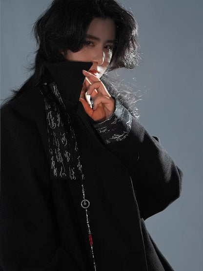New Chinese Style Coat - Dark Calligraphy 书法 (Preorder)