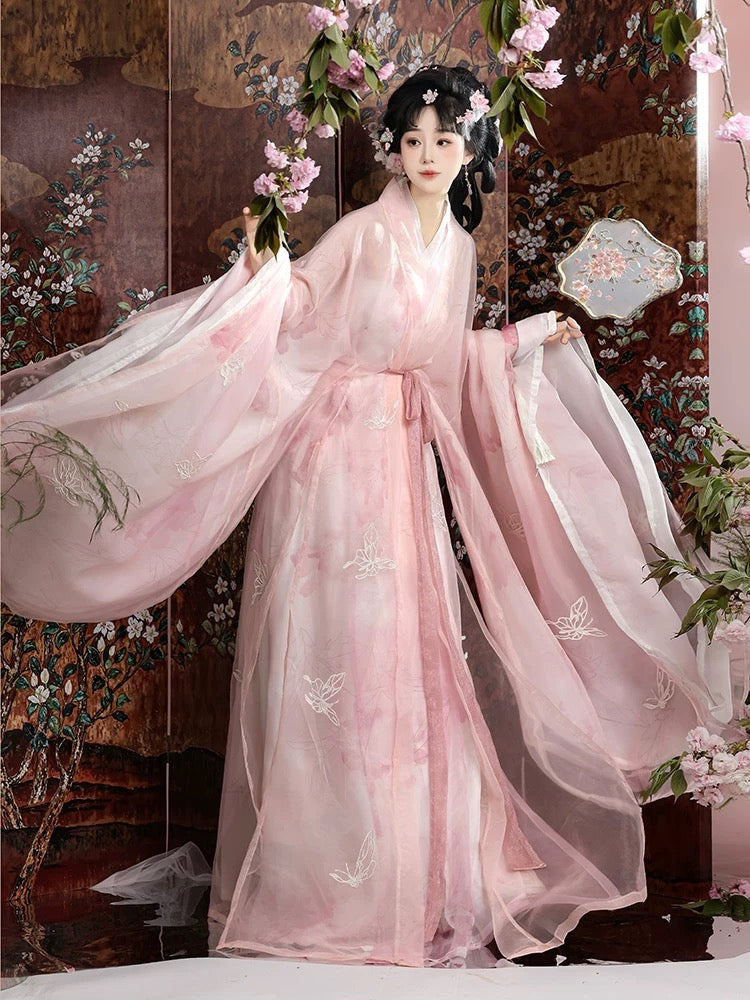 Butterfly Wind 粉黛蝶风 - Straight Hem Robe Ancient Costume