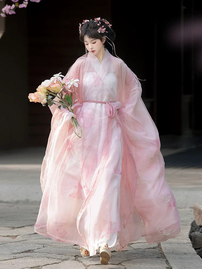 Butterfly Wind 粉黛蝶风 - Straight Hem Robe Ancient Costume