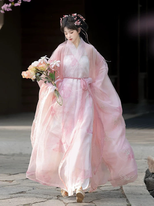 Butterfly Wind 粉黛蝶风 - Straight Hem Robe Ancient Costume