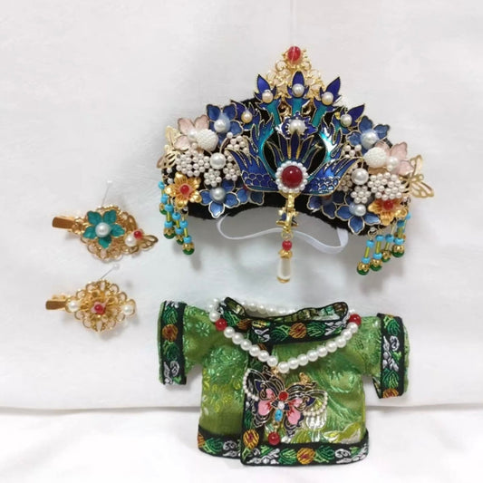 17cm Labubu Plush Doll Fantasy Costume - Qing in Emerald