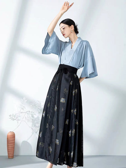 Ruffles Modern Ming Style Mamian Skirt Hanfu