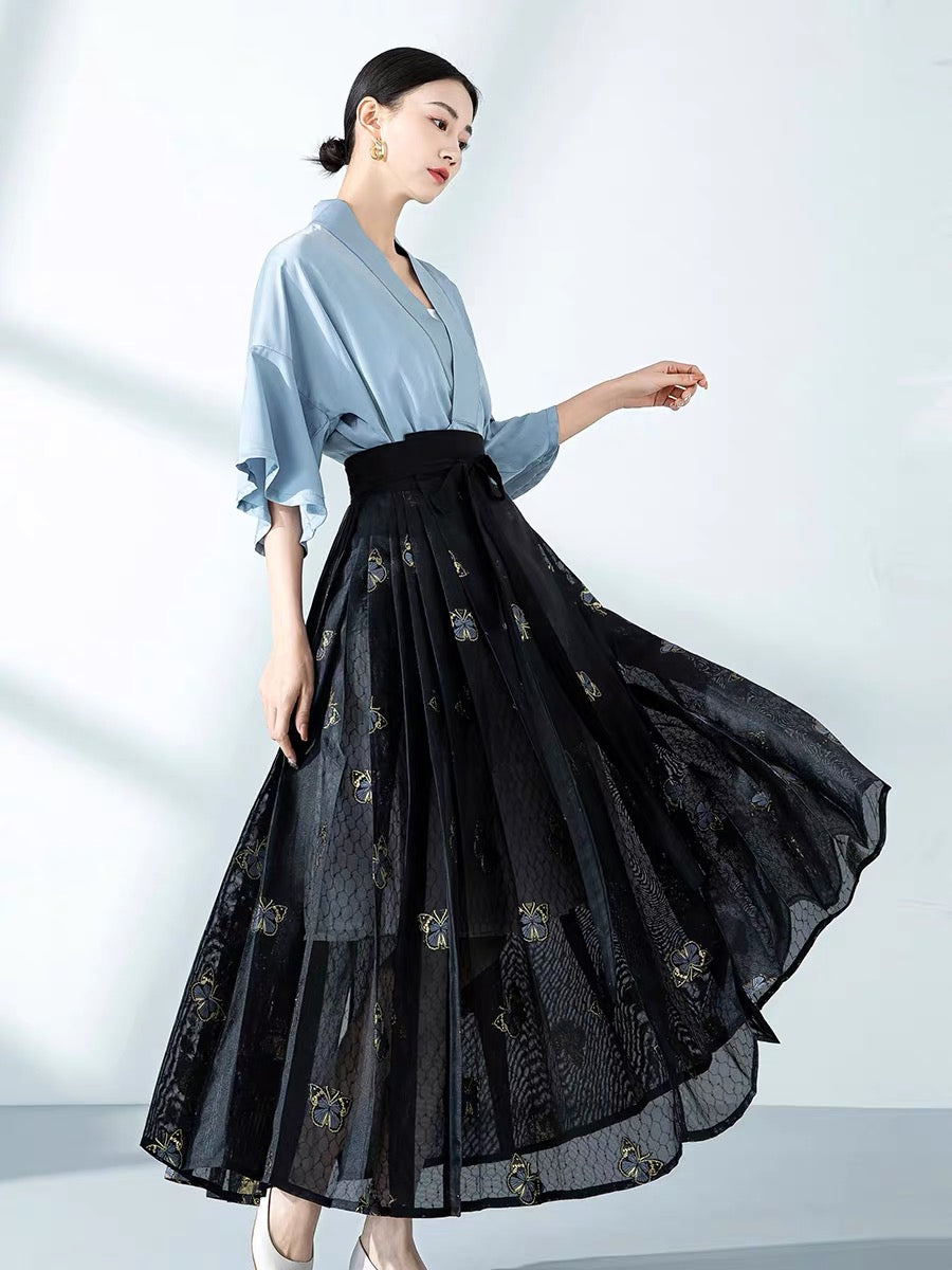 Ruffles Modern Ming Style Mamian Skirt Hanfu