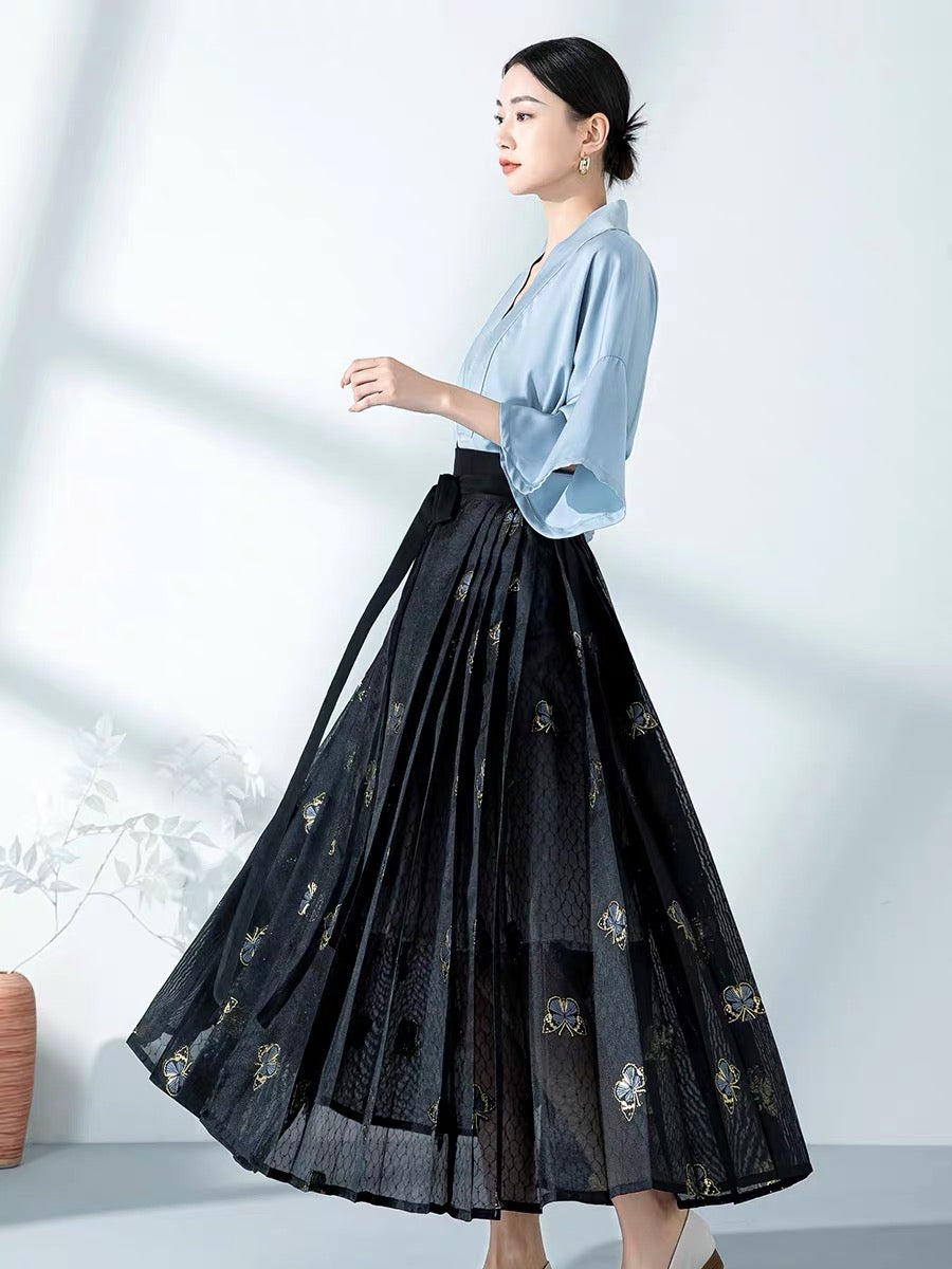 Ruffles Modern Ming Style Mamian Skirt Hanfu