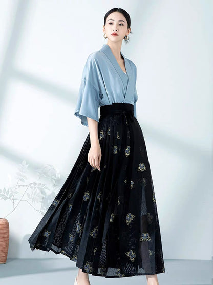 Ruffles Modern Ming Style Mamian Skirt Hanfu