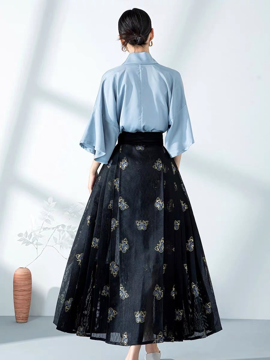 Ruffles Modern Ming Style Mamian Skirt Hanfu