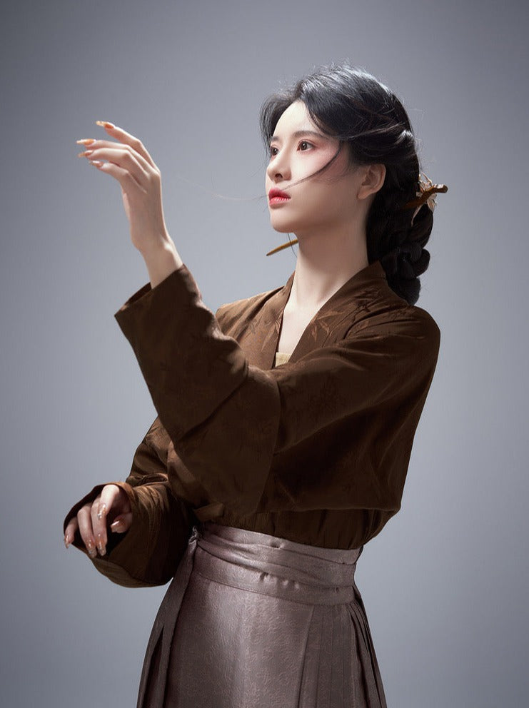 Mocha Modern Ming Style Mamian Skirt Hanfu