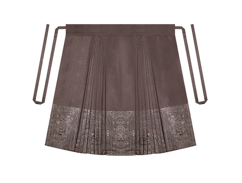 Mocha Modern Ming Style Mamian Skirt Hanfu