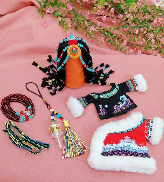 17cm Labubu Plush Doll Traditional Costume – Tibetan Zang Ethnic