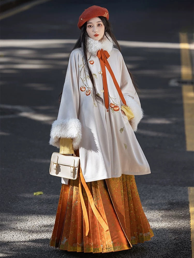 Persimmon Modern Ming Style Mamian Skirt Hanfu