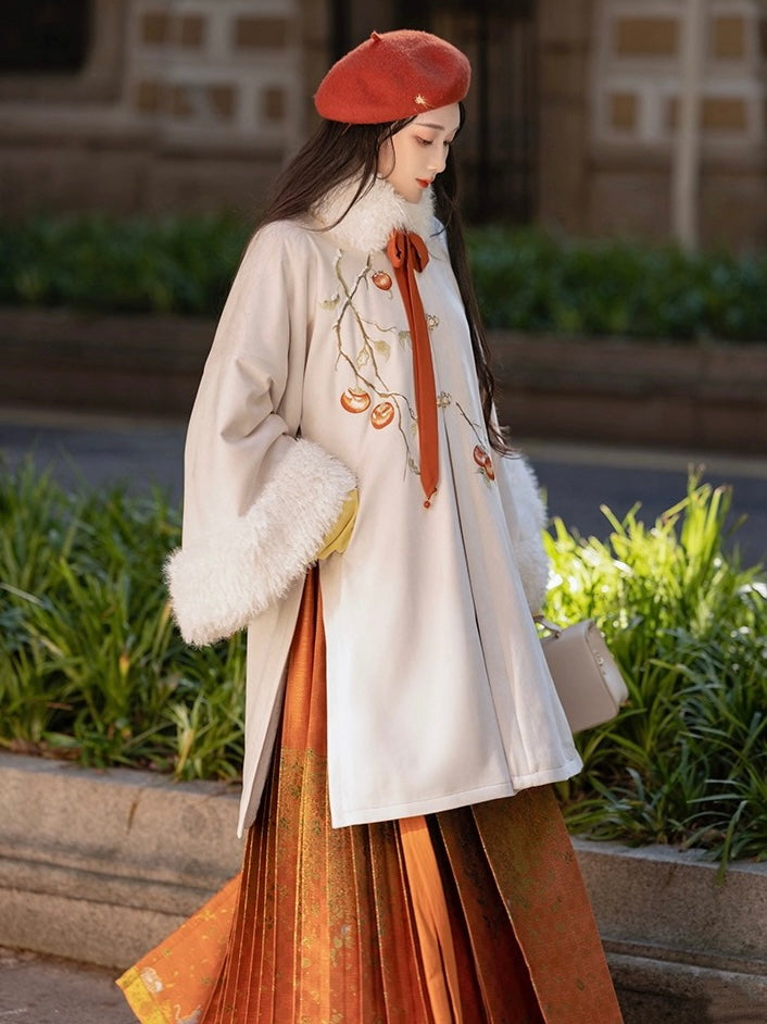 Persimmon Modern Ming Style Mamian Skirt Hanfu