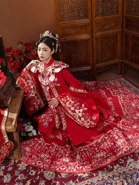 Ming Dynasty Hanfu, Robe, Bridal, Mamianqun, Qixi